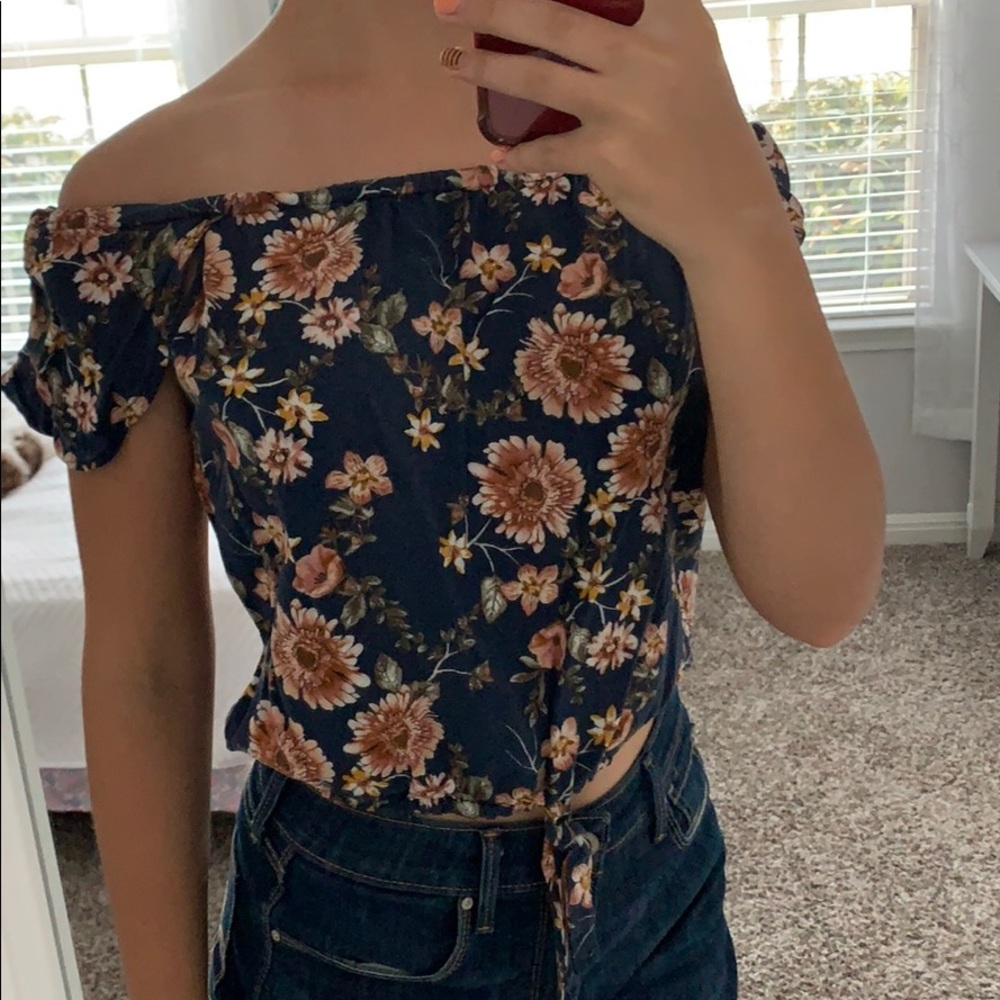 Off the shoulder Navy Floral top